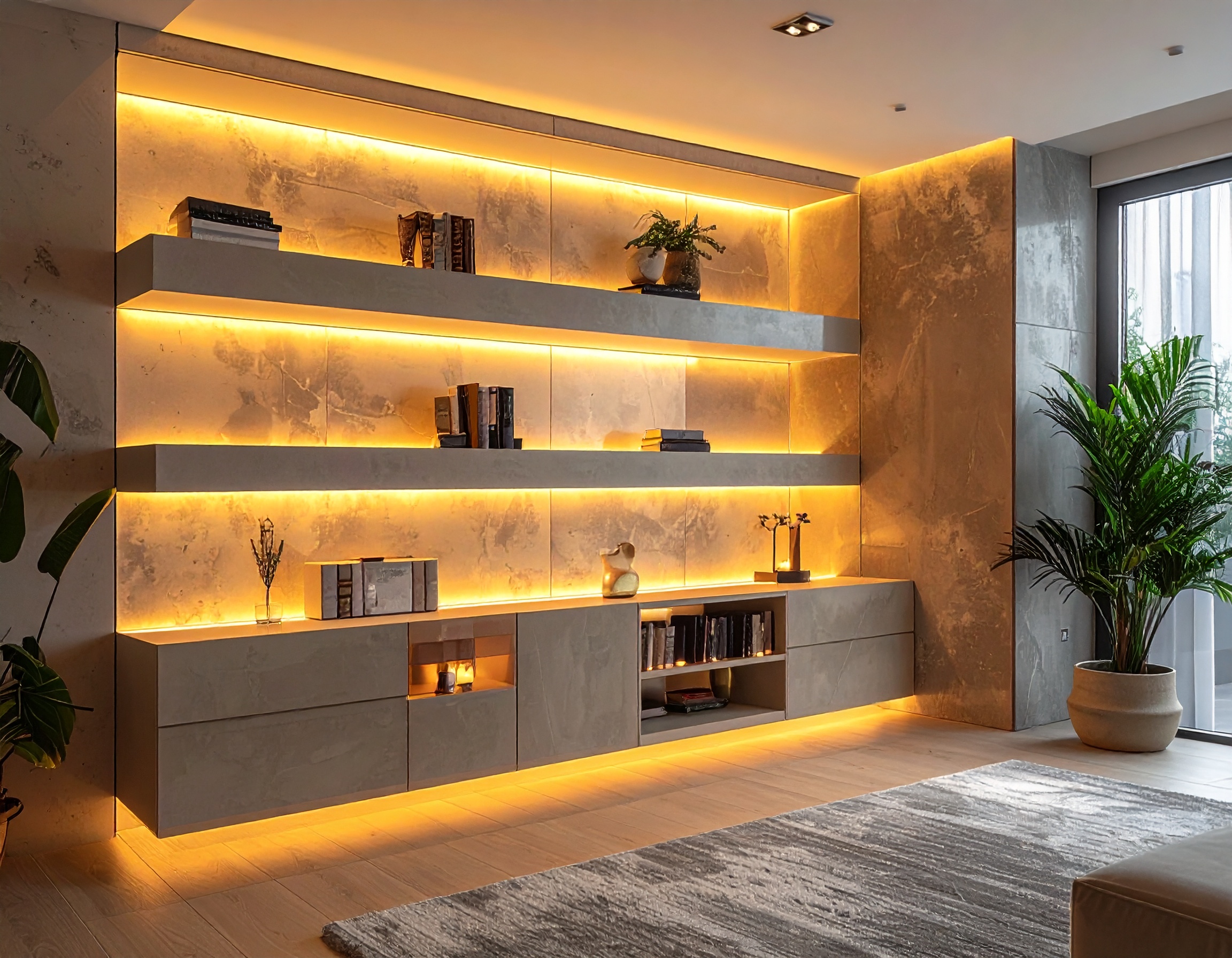 aydınlatmalı raf sistemi